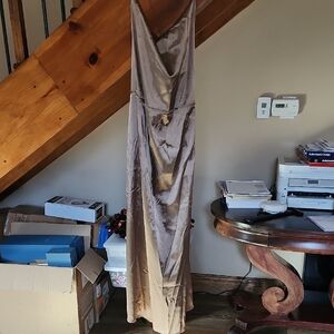 Elegant Satin Gown in Taupe